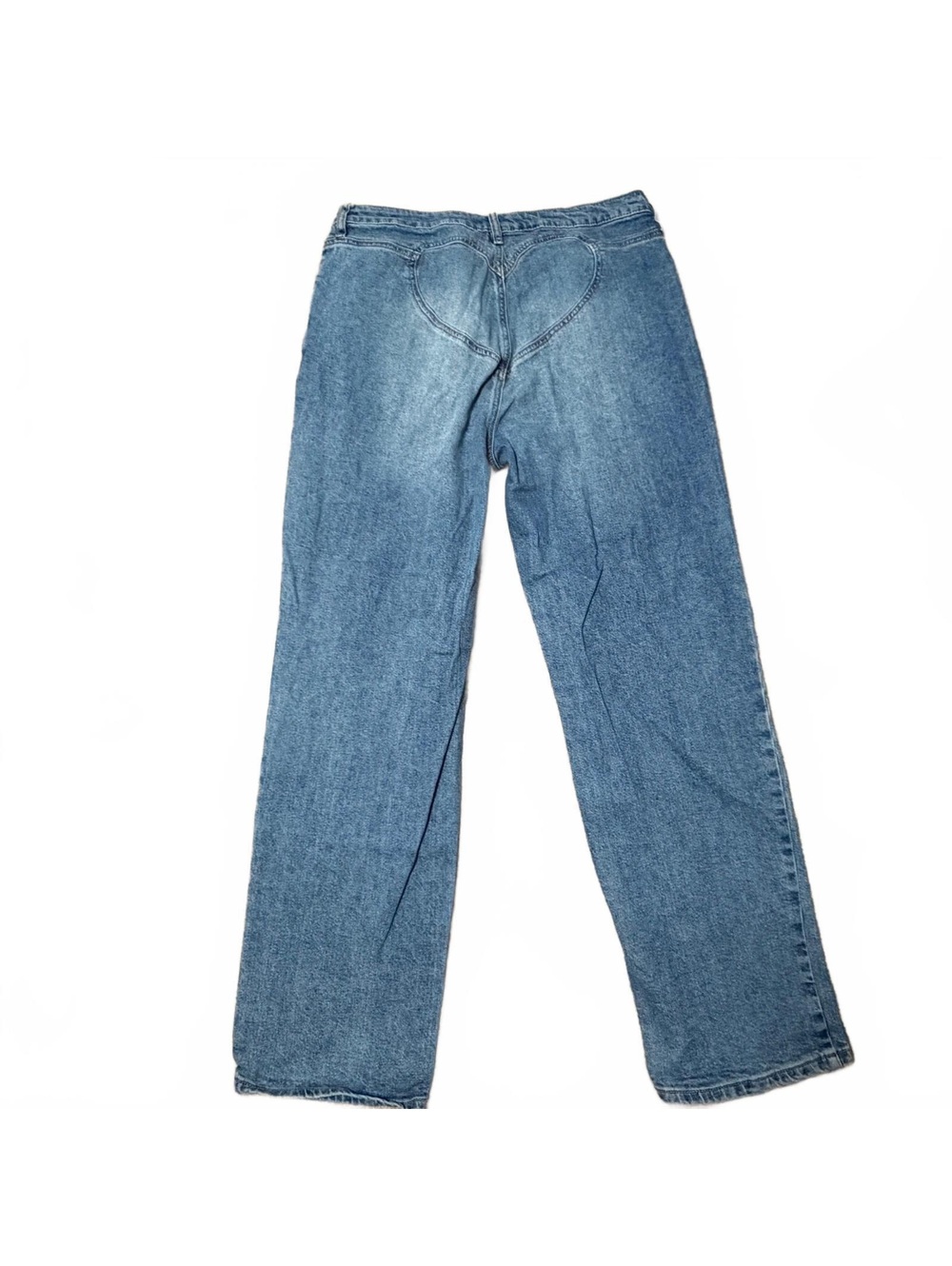 Fashion Nova Heart Butt Jeans Womens 14 High Rise Wide Leg Blue Denim Y2K
